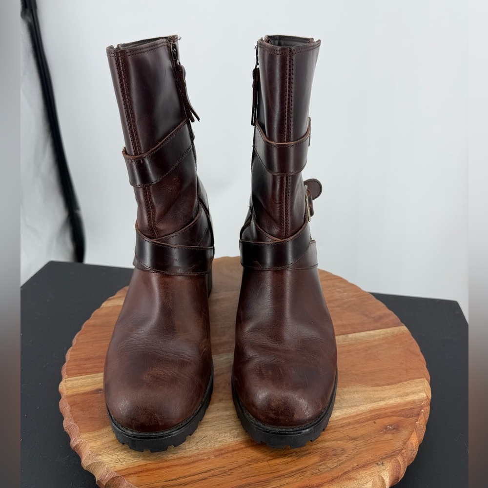 Harley-Davidson Lalanne Triple Strap Motorcycle Boots full-grain brown leather 9 - Picture 2 of 10